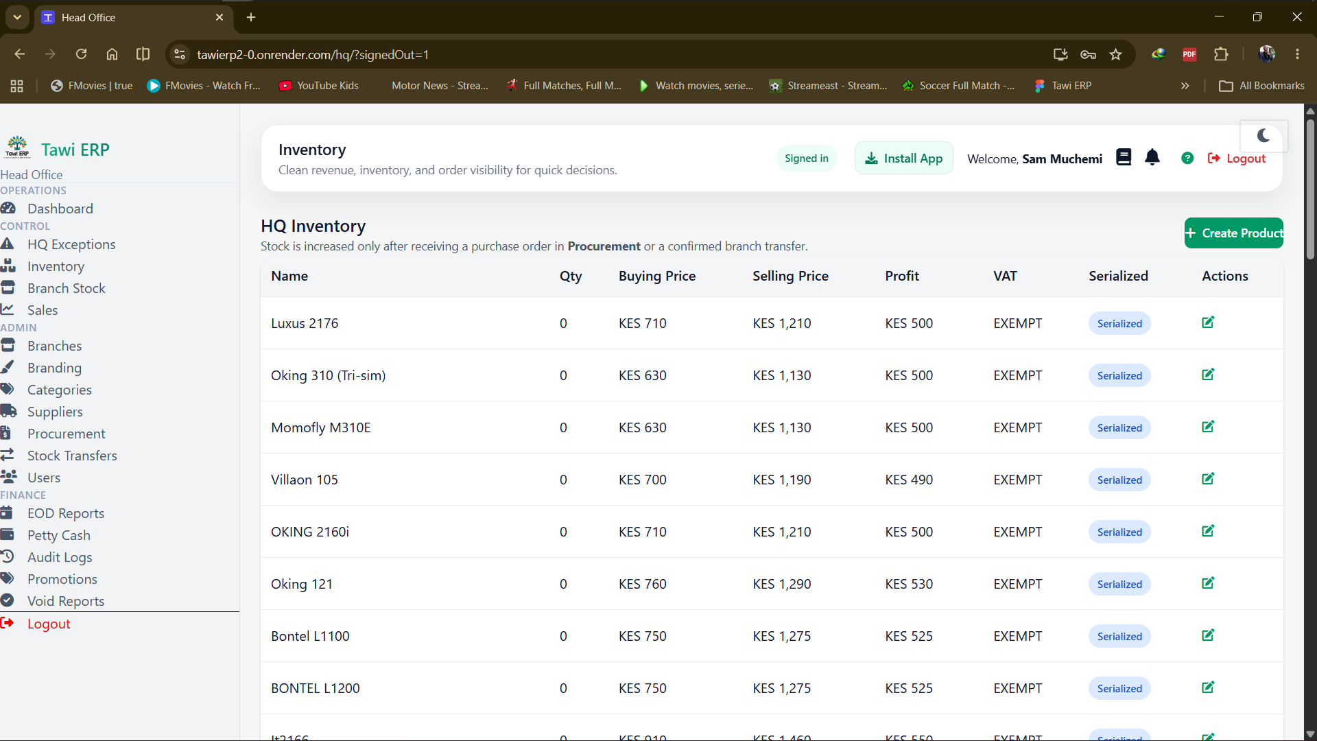HQ inventory management